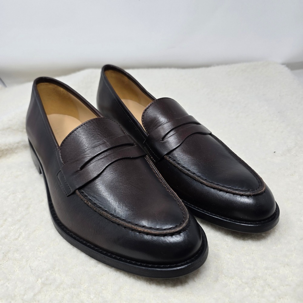 LUCA Penny Loafers Men 10.5 Brown Leather Made in Portugal Slip On Dress Shoes